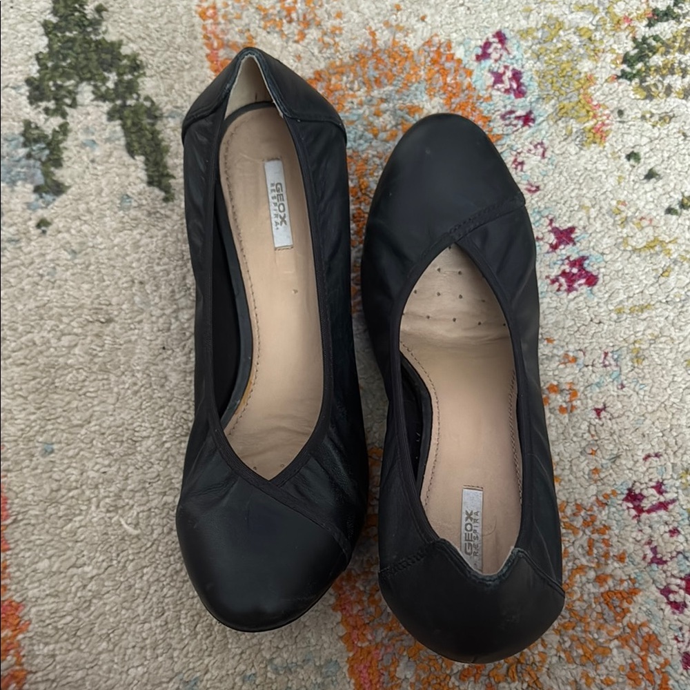 Geox Black Flats Suede Slip-On Loafers